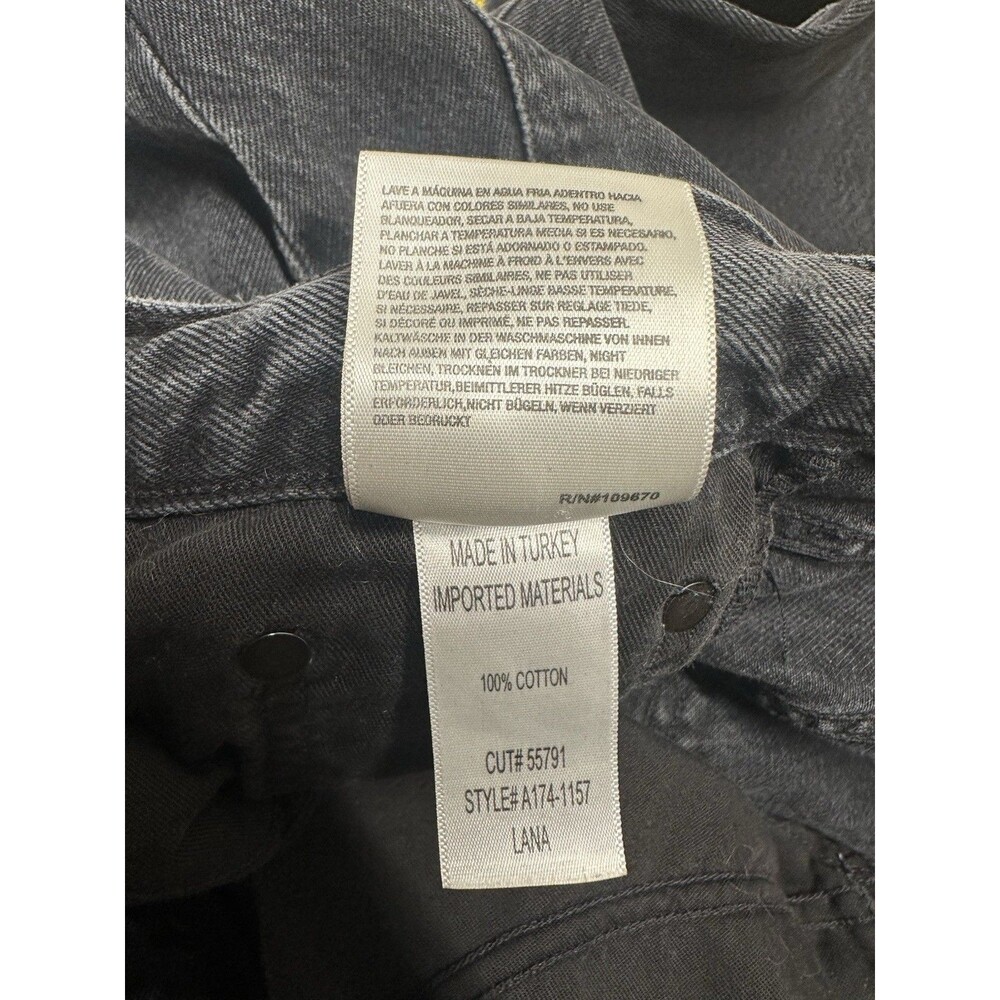 Agolde Jeans Women Size 27 Lana Cropped In Rhyme Black Denim Button Fly Distress - Picture 15 of 16